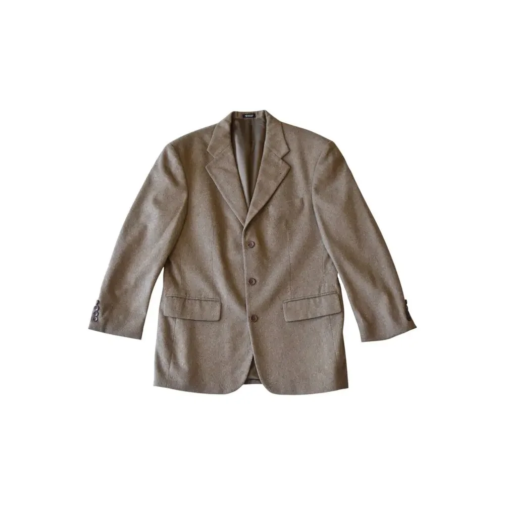 Oscar de la Renta Wool Cashmere Sport Coat Blazer 40R Tan